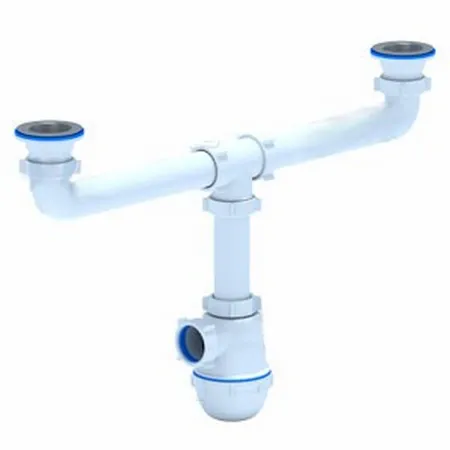 Сифон Ани Грот для 2-хсекц моек 1 1/2"х40, нерж. вып. (А3000)/441804