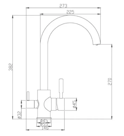 Смеситель д/кухни HB76840 с каналом д/фильтра 1/2 "HAIBA"