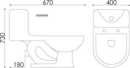 Унитаз-монолит SM9609 безободковый, каскадный слив "Eva Gold"