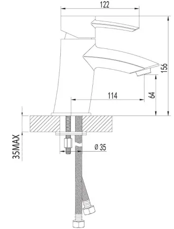 Смеситель для умывальника LM3206C монолитный хром АТЛАНТИСС