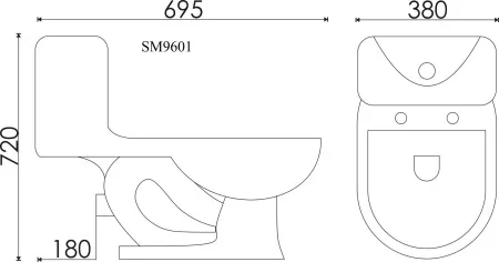 Унитаз-монолит SM9601R душевой слив "Eva Gold"